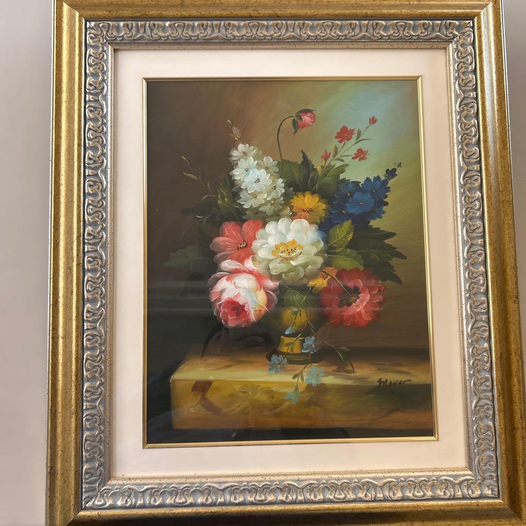 Meyer 花瓶の花 油彩画