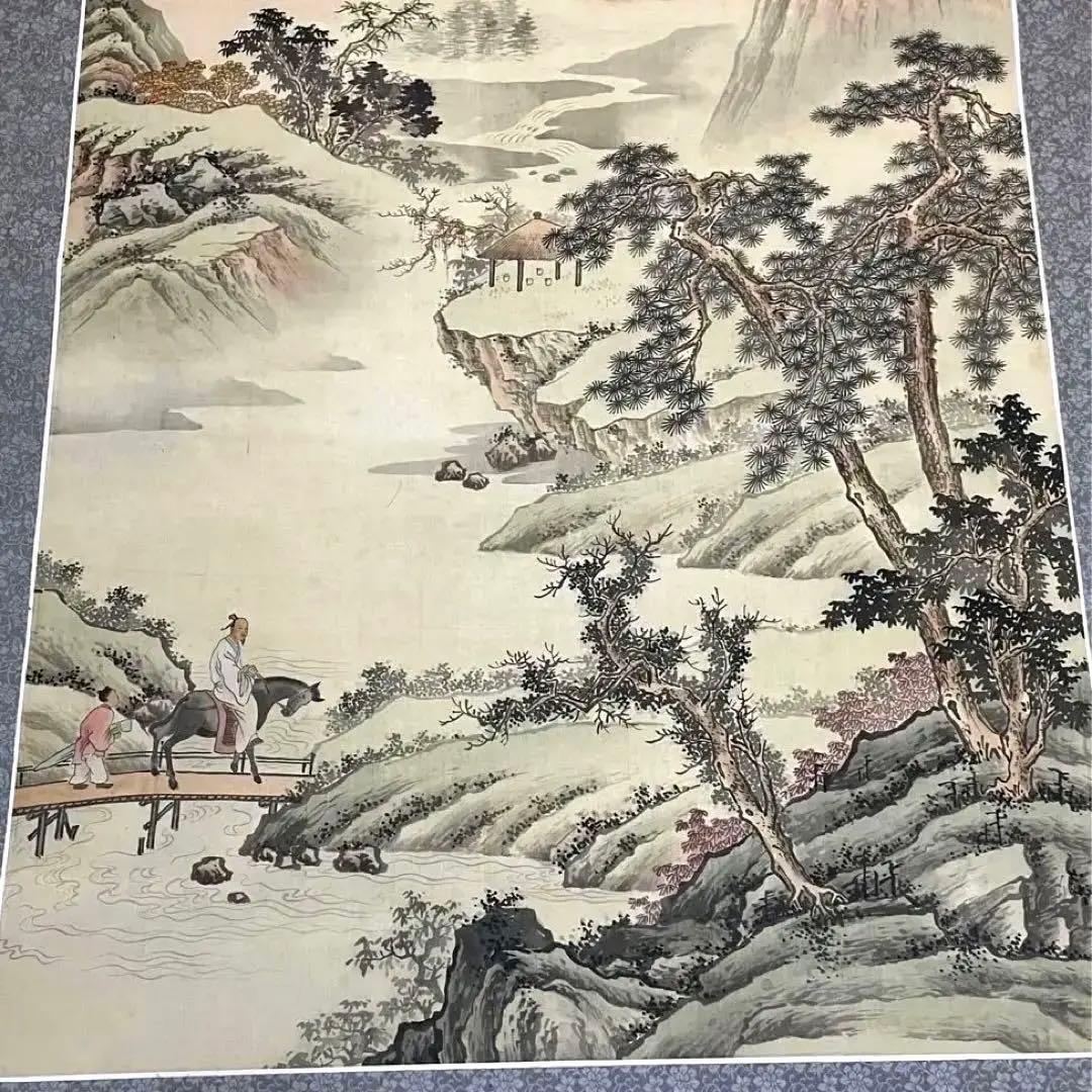 中国美術 骨董品【 吴偉 在銘 】アンティーク 肉筆絹本 掛け軸 書 美術品。