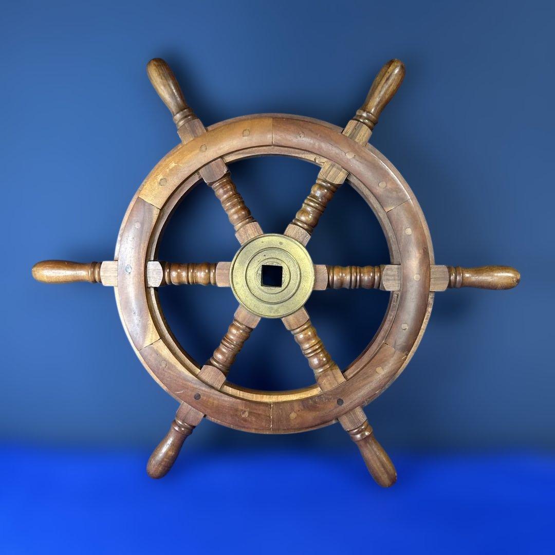 木製 舵輪　ラット　約60.5cm