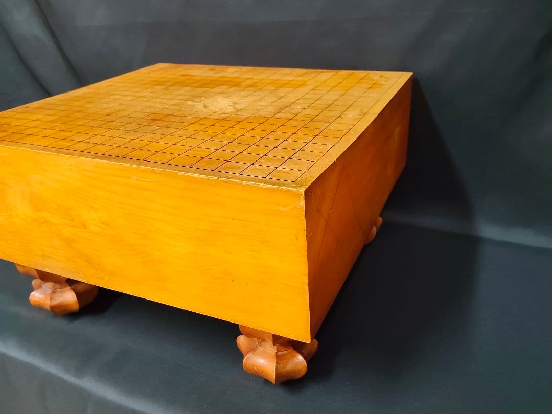 足付碁盤 5寸（厚さ14.5cm）木製 クチナシ型足 へそ有り