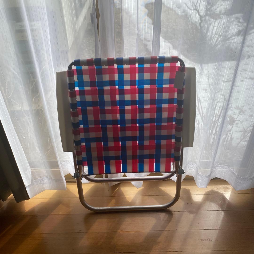 アウトドアチェア 赤・青・白 チェック柄