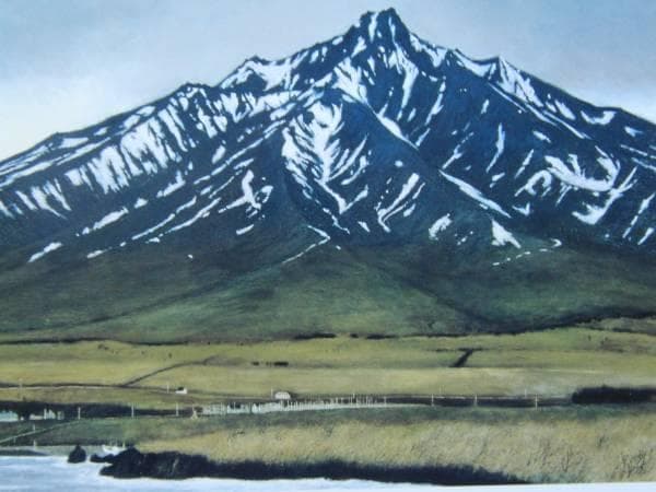 相原求一朗、【潮騒に屹つ　利尻岳】、希少・大判豪華画集画