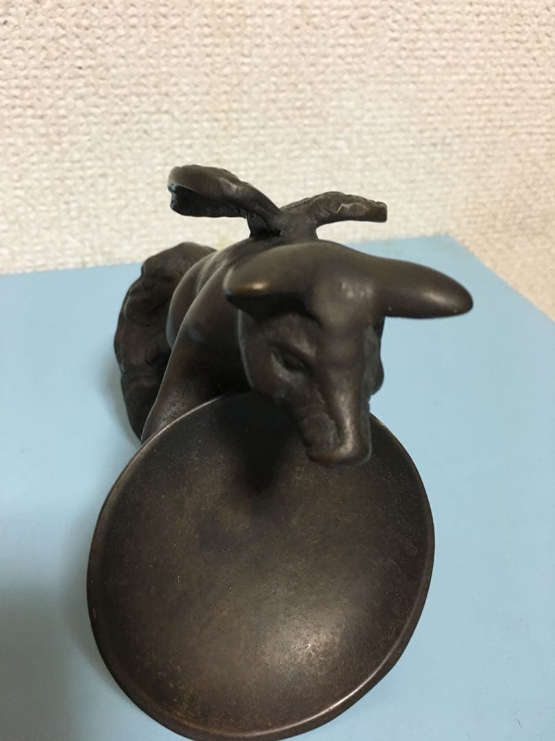 真鍮製？金属製天使のこぶたアクセサリー台　エンジェルピッグ小物入れジュエルケース