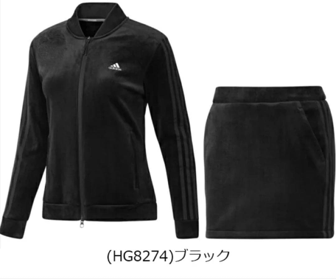 adidas ゴルフ レディース ベロアストレッチセットアップ　ブラックSサイズ