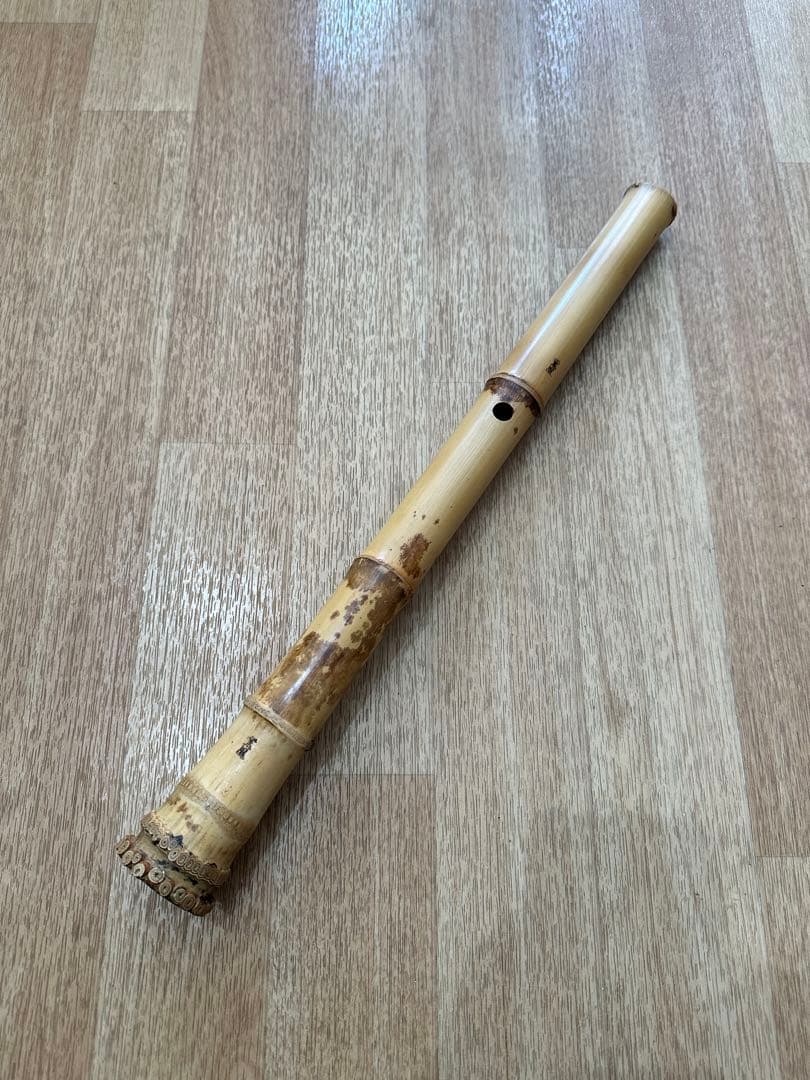 尺八 薰風銘 1尺5寸 延べ管地あり 正律管 金巻き歌口高級管