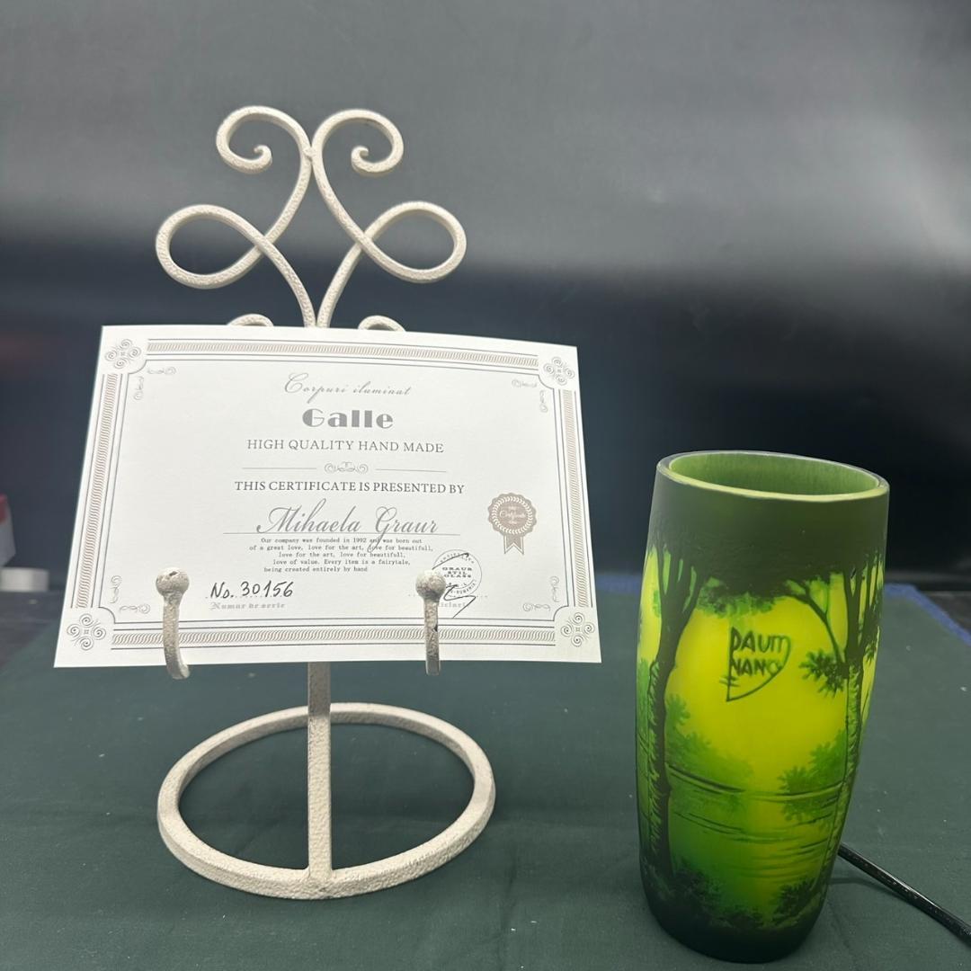 ドームナンシー 筒型 　卓上証明　高さ17.5cm 被せガラス　アンテルカレール