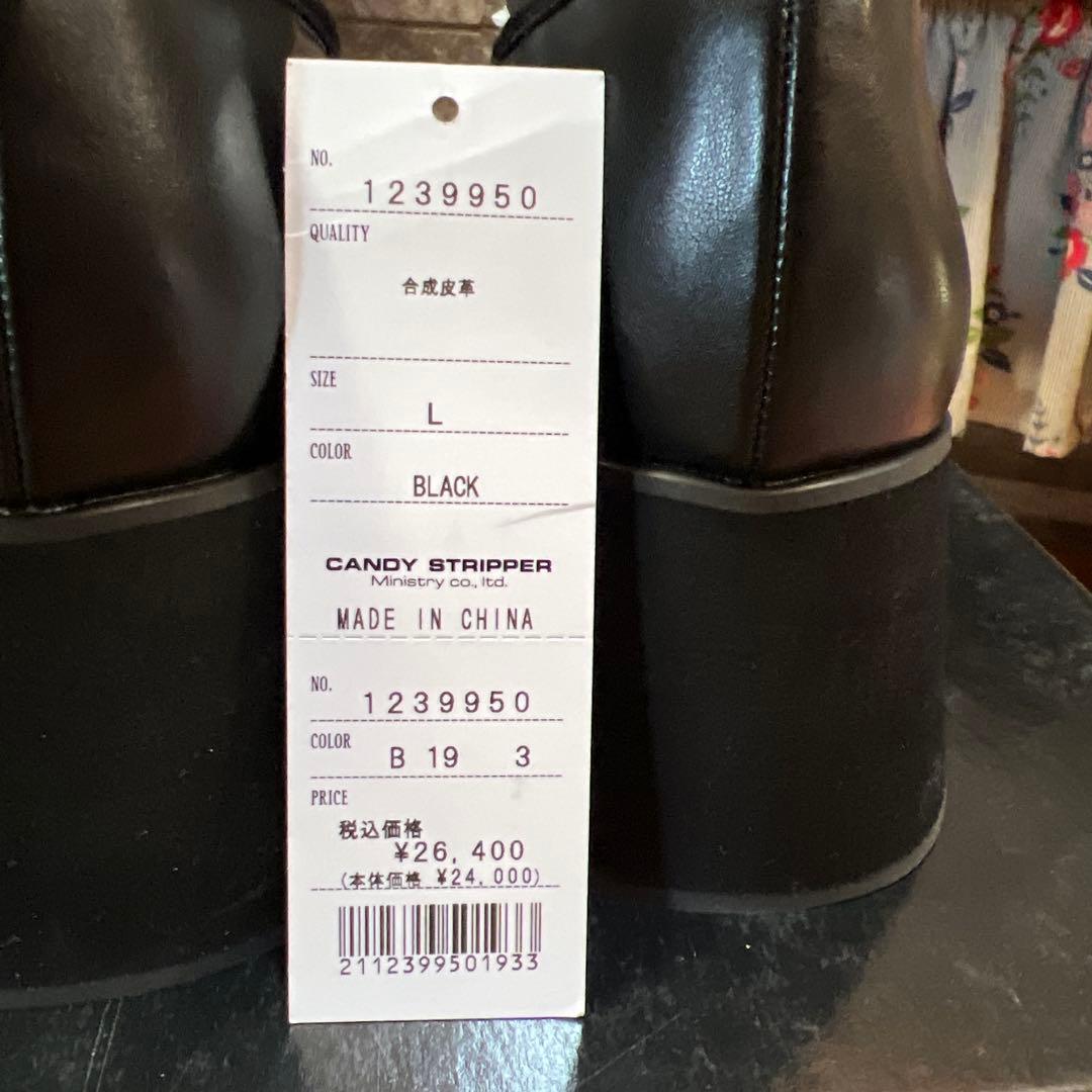 Candy Stripper ブラック バレエシューズ Lサイズ
