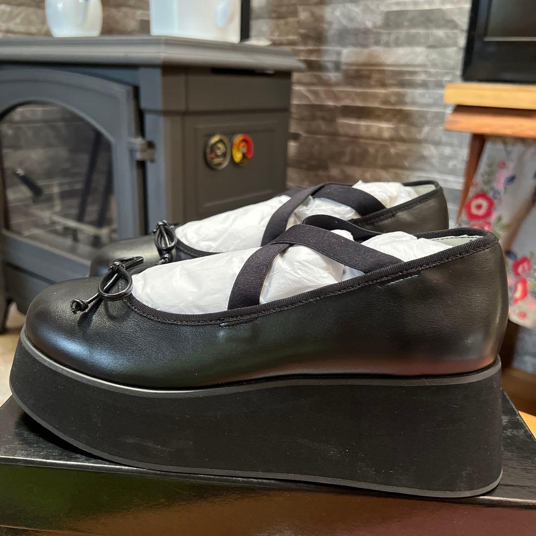 Candy Stripper ブラック バレエシューズ Lサイズ