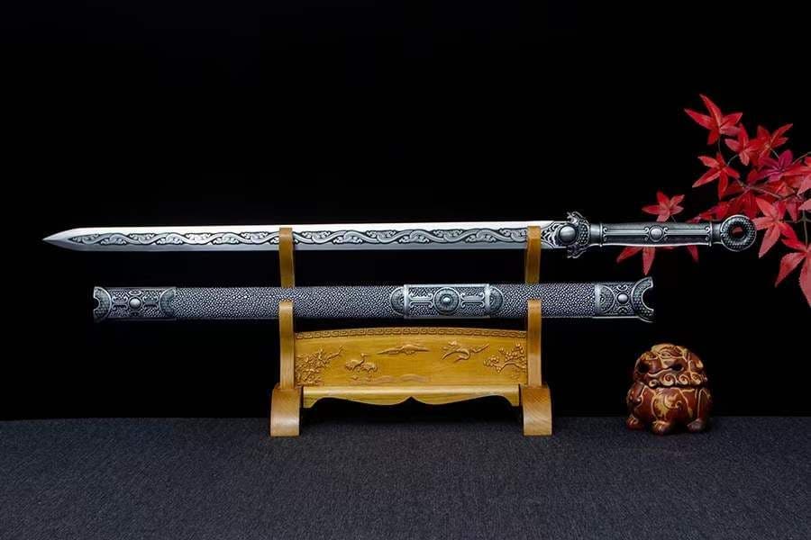 青隠環首幅刃唐剣-高性能マンガン鋼 古兵器   武具　刀装具　日本刀　模造刀