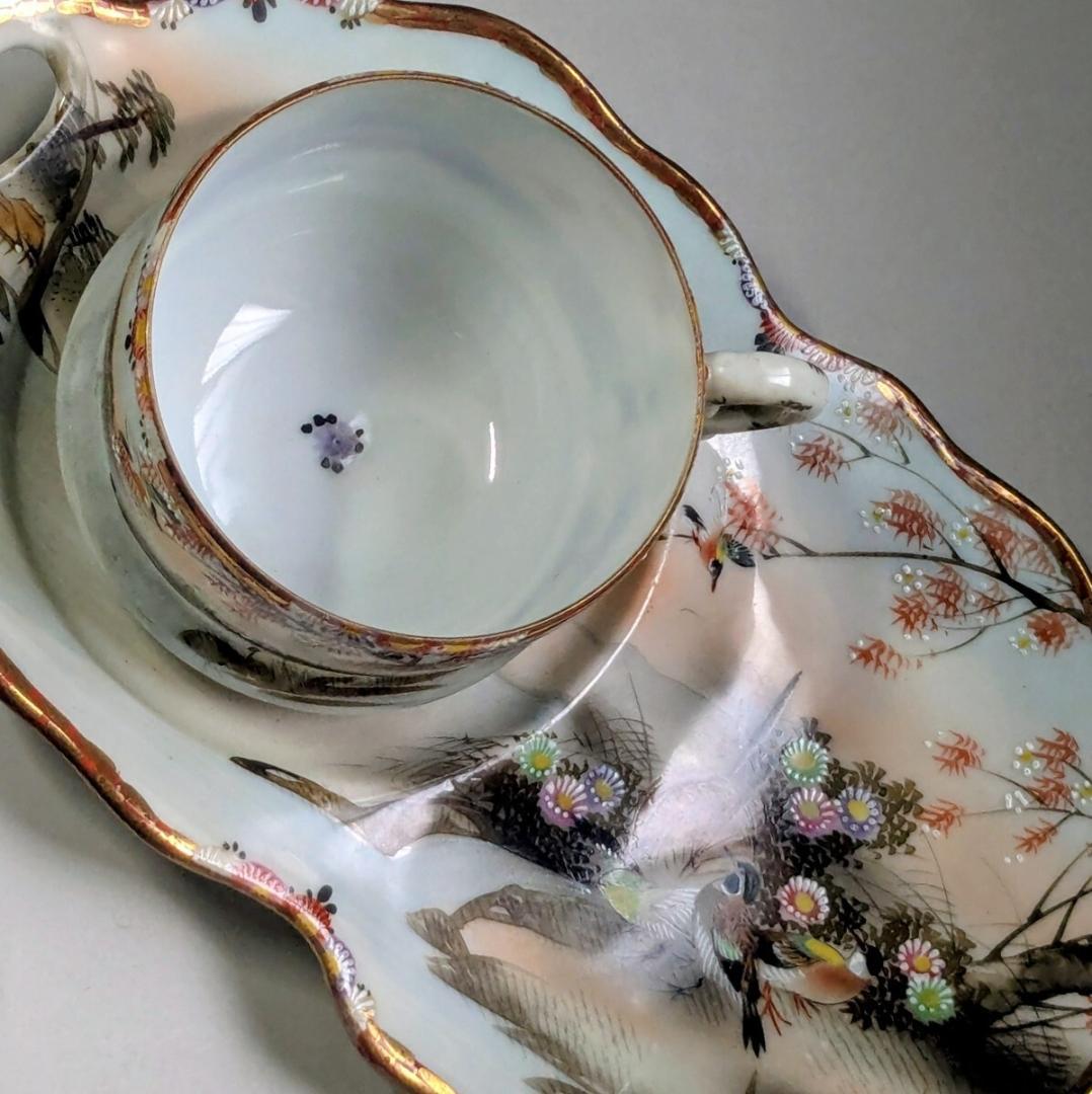 オールドニッポン スナックセット カップ＆ソーサー 　エッグシェル　白釉盛上