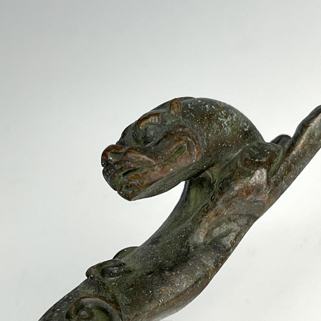 古銅 龍獅子筆架 文鎮 筆置 置物 文房具 中国古玩 中国美術 唐物 擺件