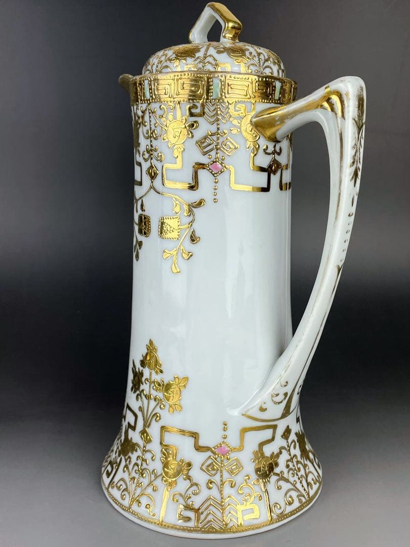 オールドニッポン アールヌーボー様式 金盛り チョコレートポット ゴールド