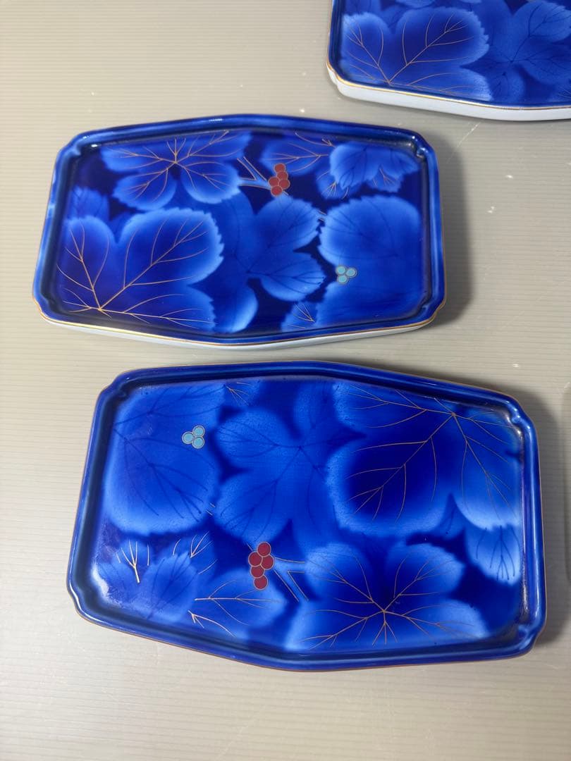 2525 深川製磁　葡萄瑠璃　大皿　5客　20cm