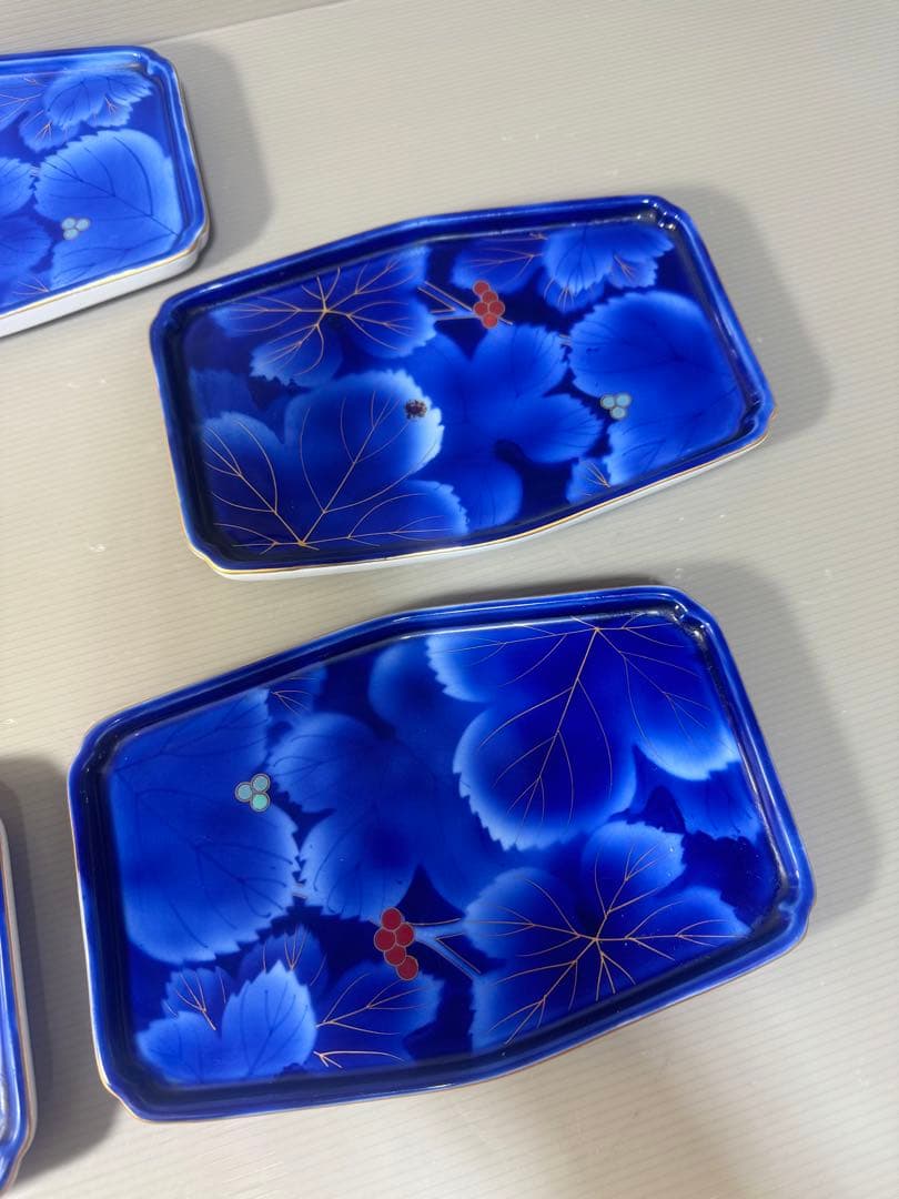 2525 深川製磁　葡萄瑠璃　大皿　5客　20cm