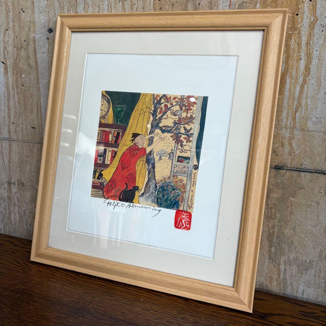 フジコヘミング　FEEDING 餌撒き　リトグラフ　絵画　版画　ウルちゃん