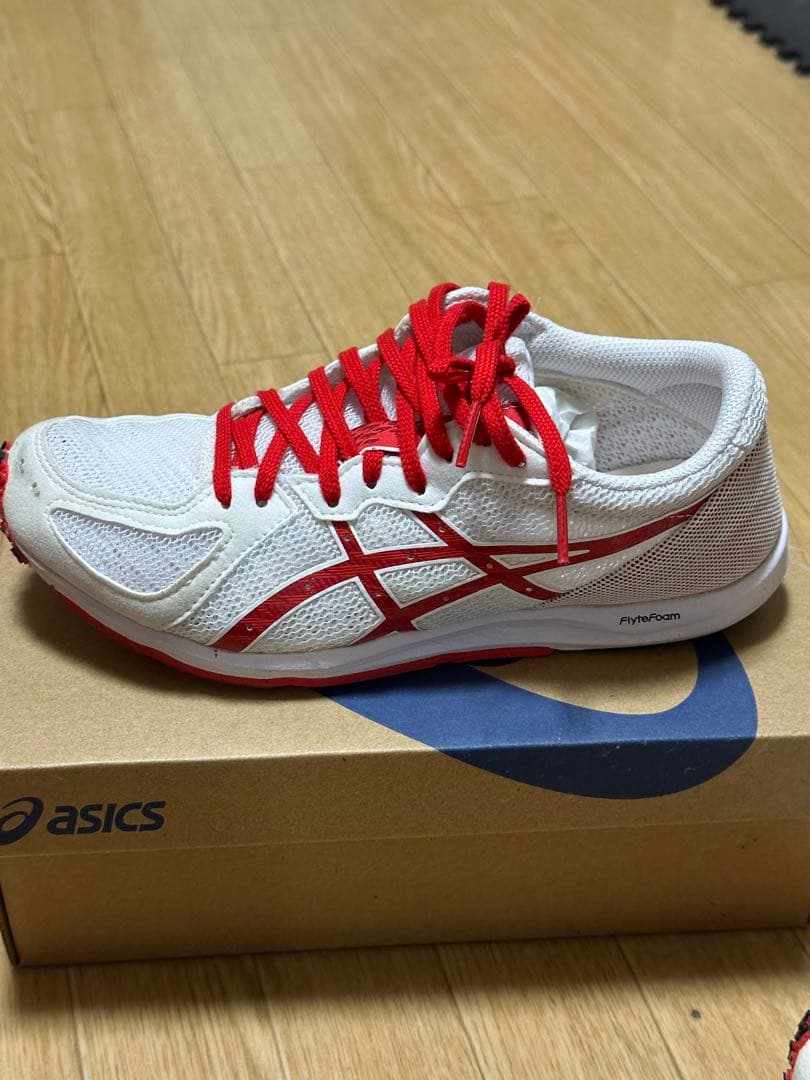 【asics】ランニングシューズ ホワイト/レッド　24.5cm