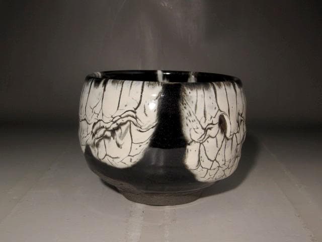 人間国宝　清水卯一　蓬菜白流茶碗　美しい景色　r476