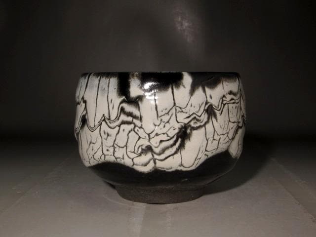 人間国宝　清水卯一　蓬菜白流茶碗　美しい景色　r476
