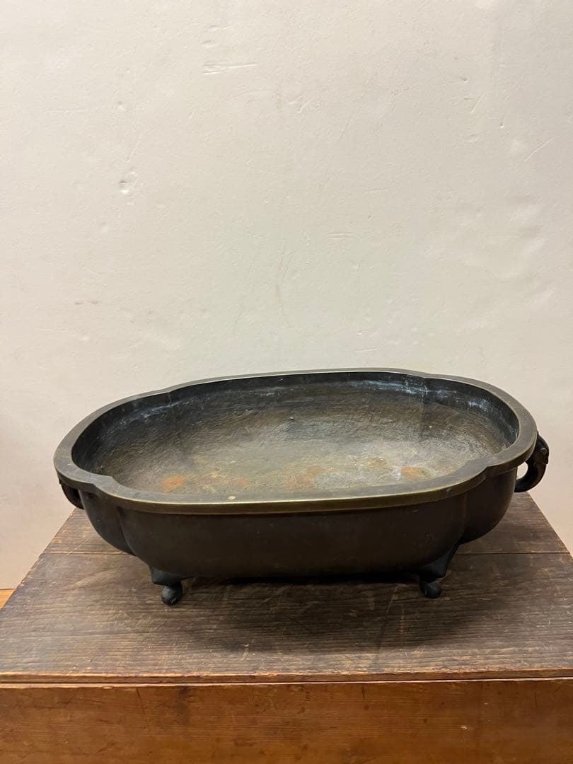 時代金工 古銅 水盤 特大 送料込み