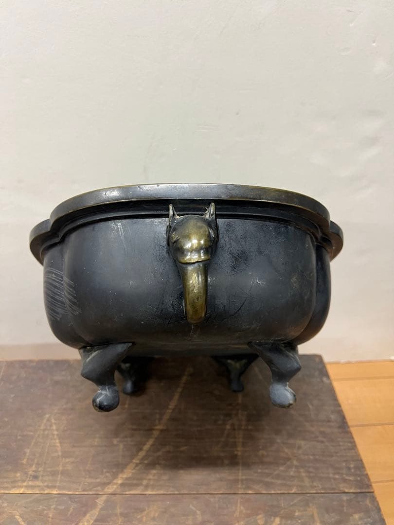 時代金工 古銅 水盤 特大 送料込み