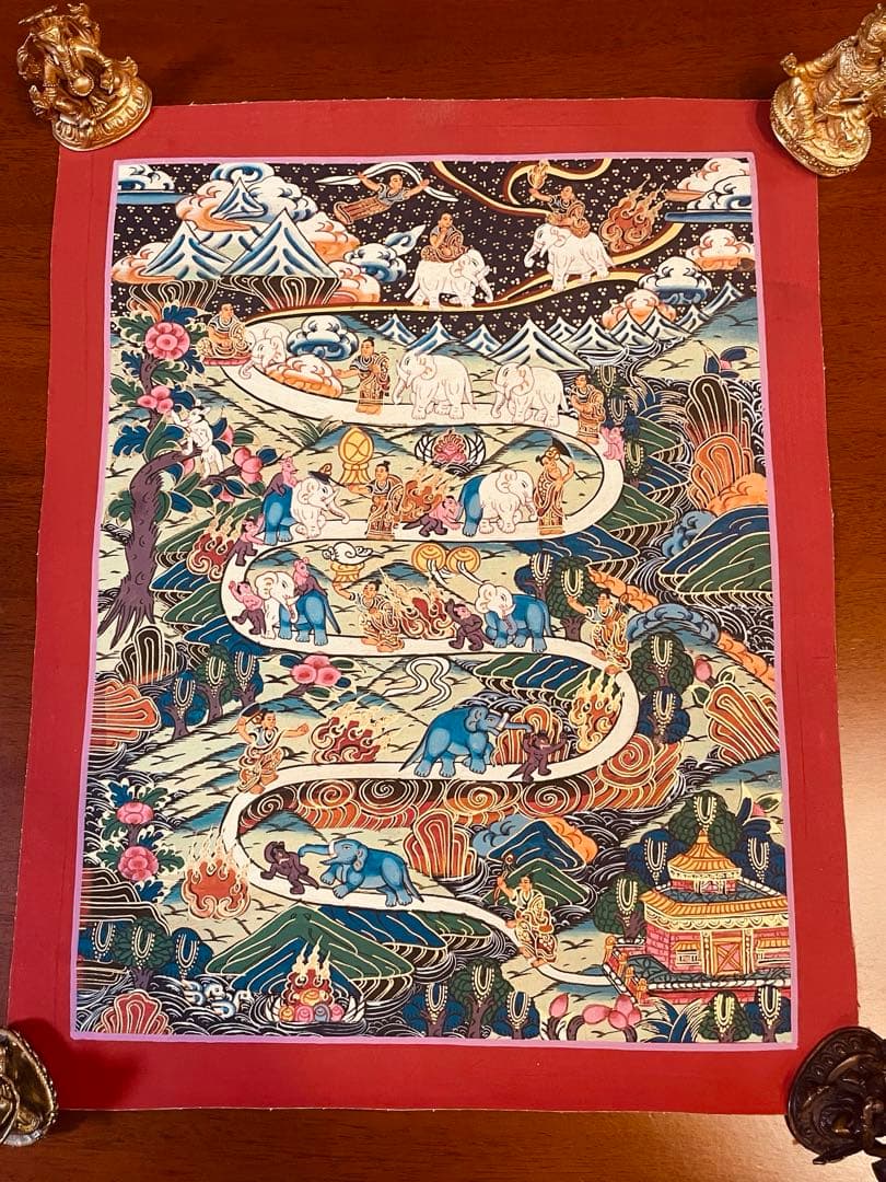 チベット密教 天国への道 曼荼羅（マンダラ）タンカ【新品・一点物】肉筆画 15