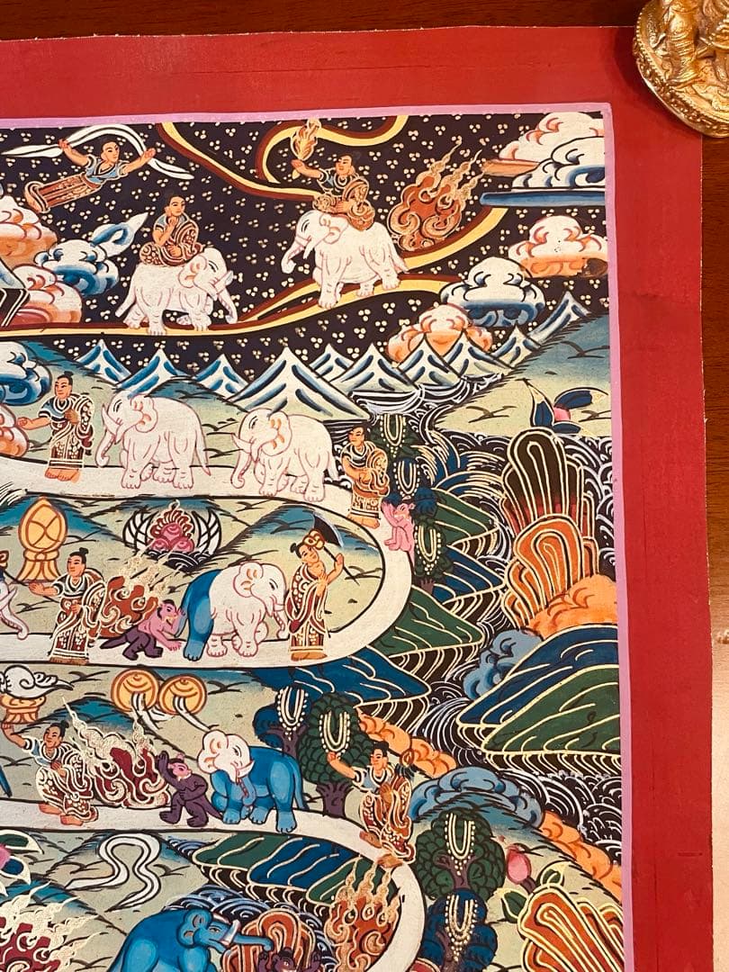 チベット密教 天国への道 曼荼羅（マンダラ）タンカ【新品・一点物】肉筆画 15