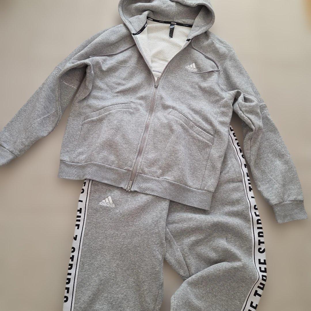 アディダス セットアップ L ジャージ 裏起毛 グレー メンズ