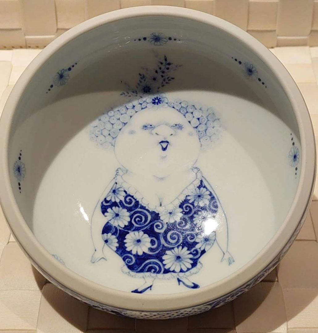 橋本よしこ　蓋物　染付