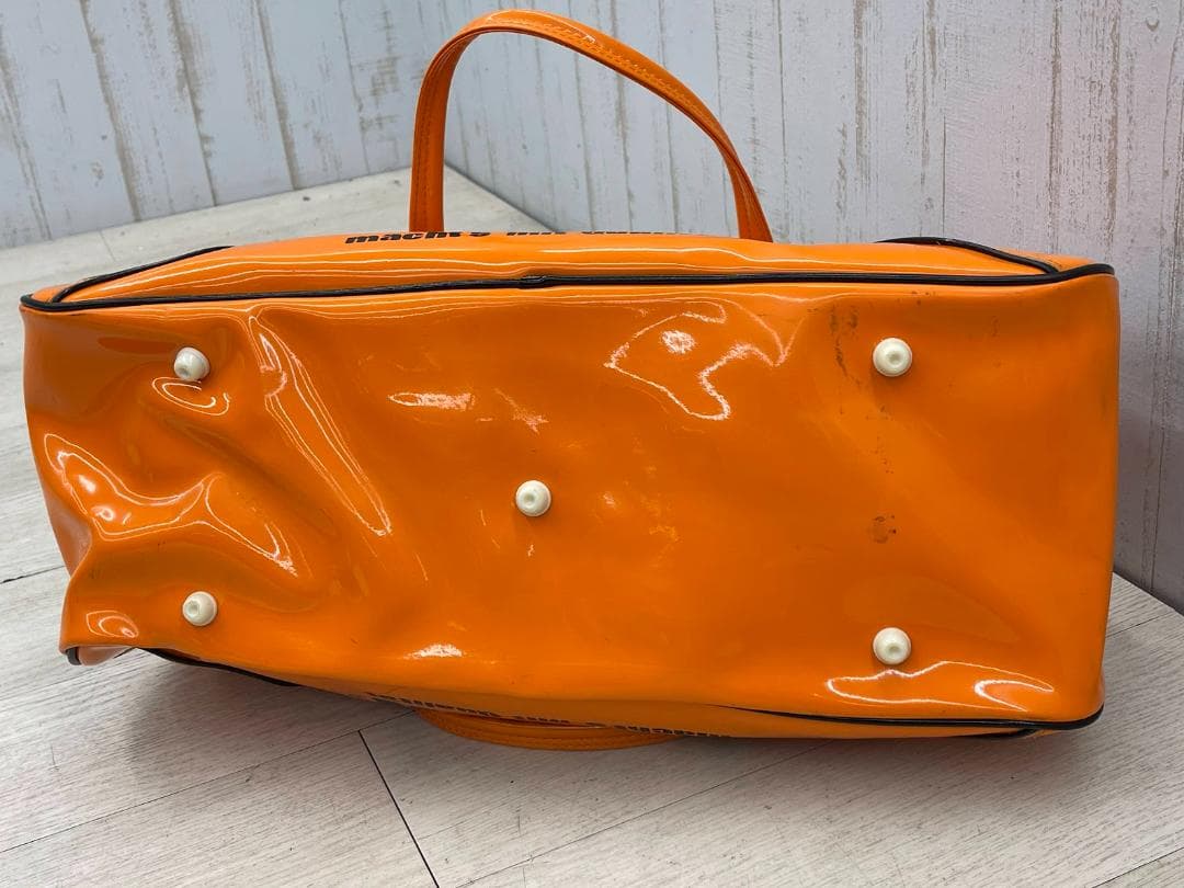 昭和レトロ PUMA ボストンバッグ オレンジ エナメルバッグ 金属ロゴマーク