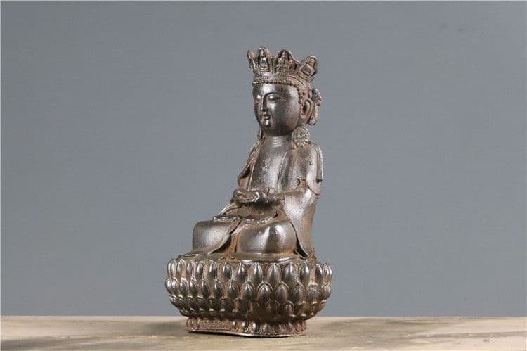 鉄器 鉄仏 蓮華坐観音菩薩仏像 縁起物 装飾品 工芸品 美術品 置物