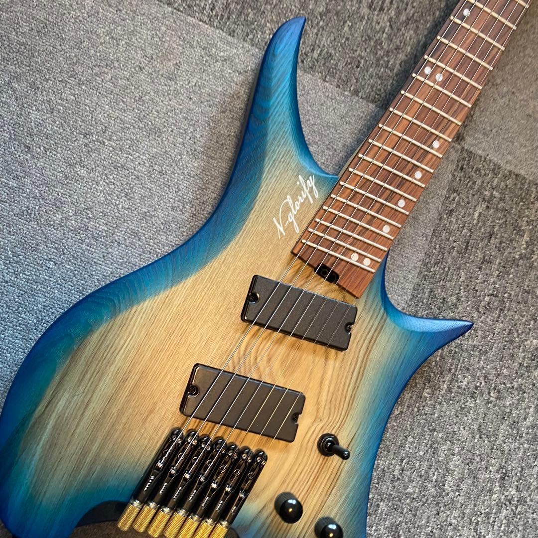 7弦ヘッドレスギター ブルーグラデーション ノーブランド 美品！お買い得！
