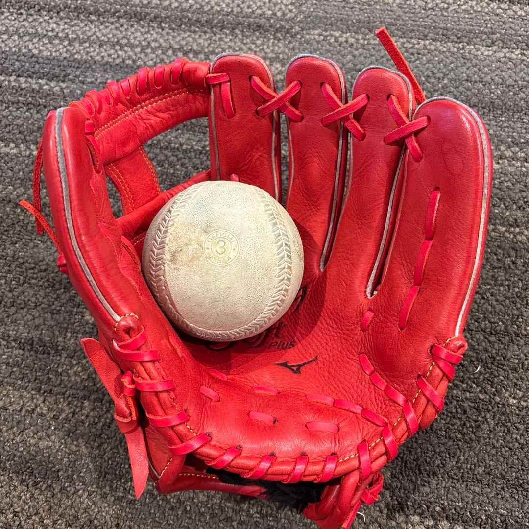 ★即戦力 軟式用グローブ Mizuno セレクト9Soft レッド 美品★