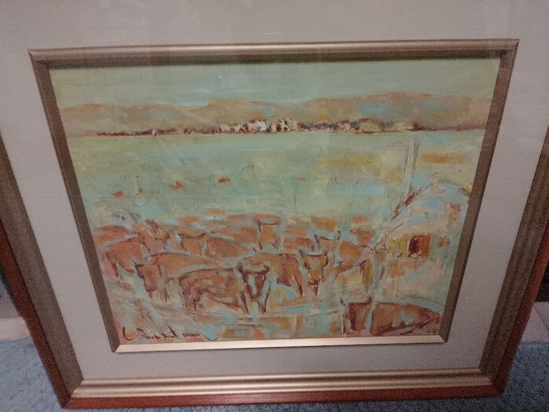 油絵. 　牛の群れ　サイズF8