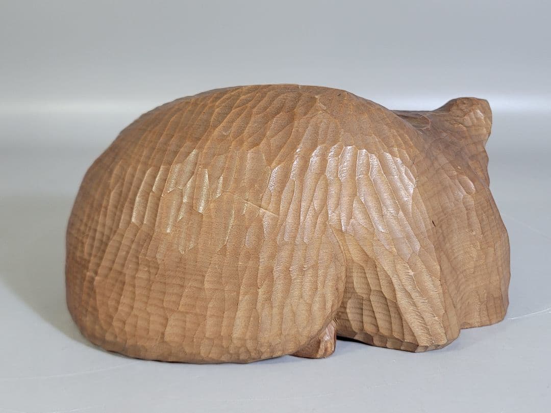 DT539 眠り猫 木彫 置物