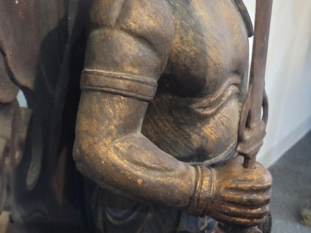 DT595 古い 木彫 不動明王像 95cm 迫力ある逸品