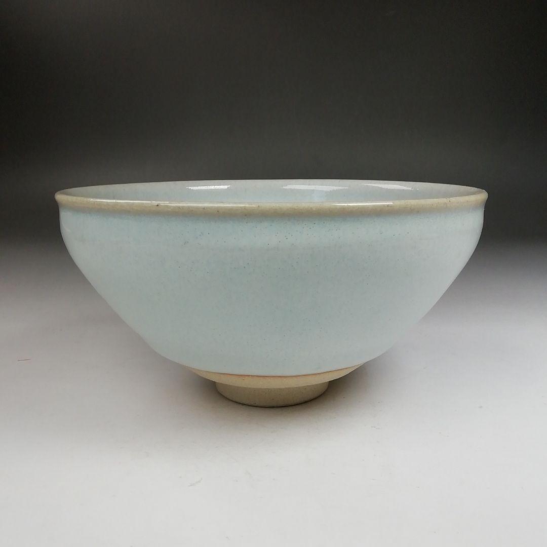 Ｗ１６１　茶碗　『白天目　茶碗』『古狭間窯　加藤菁山 作』『仕覆付』共箱　茶道具