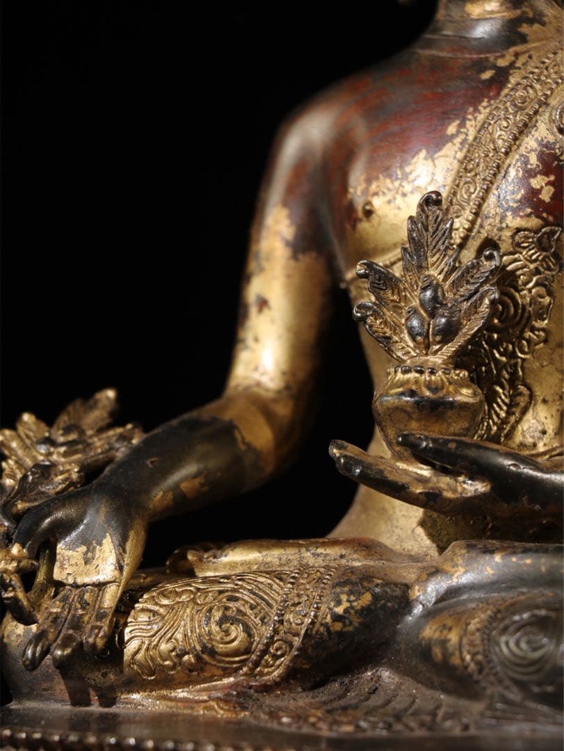 古美術品 仏像　銅像　薬王菩薩仏像　時代物 置物大型　2790g