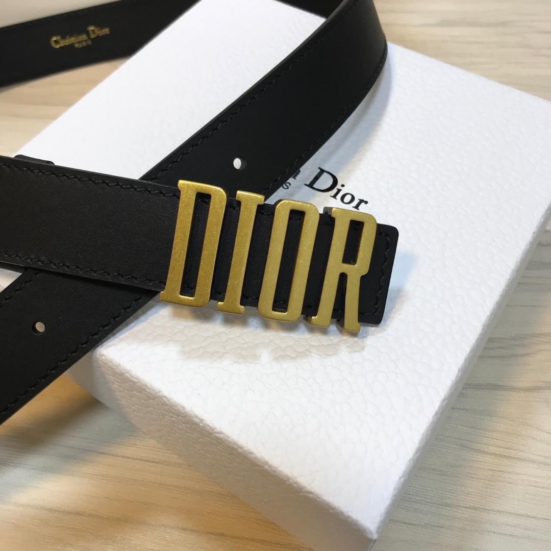 【美品】クリスチャンディオール DIOR ロゴ レザーベルト ブラック