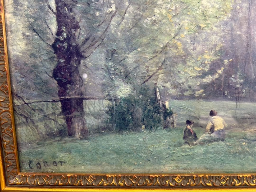 庄*い様 SI125 カミーユ・コロー「ボーヴェ近くの朝」複製画 証明書付き 額