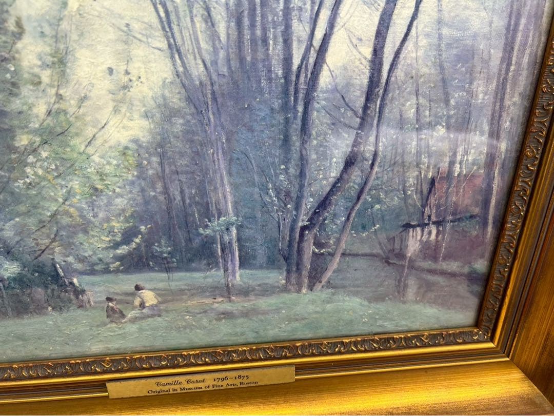 庄*い様 SI125 カミーユ・コロー「ボーヴェ近くの朝」複製画 証明書付き 額