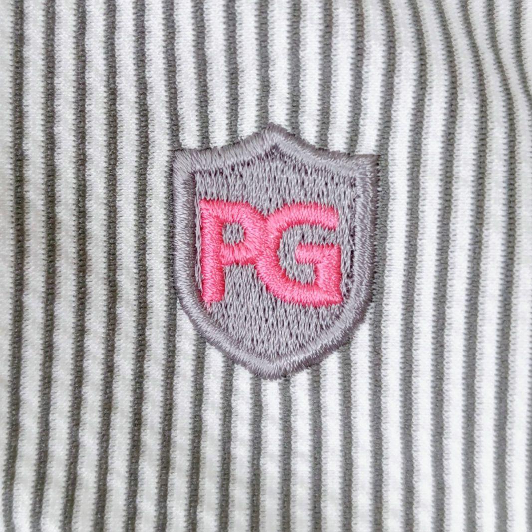 【パーリーゲイツ】ゴルフ　ワンピース　ストライプ　ロゴ　刺繍　フレア　近年モデル