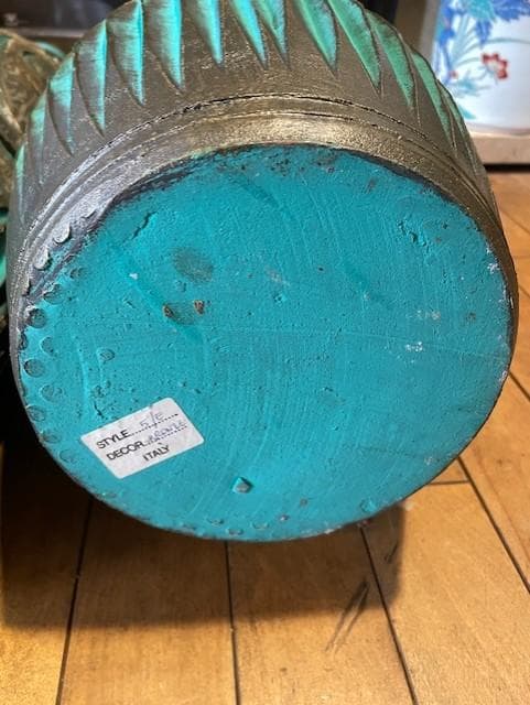 青緑色の陶器製花瓶セット