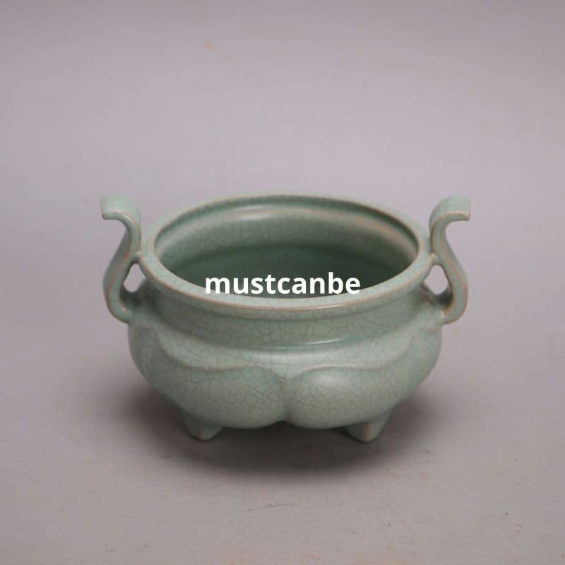 宋汝窯青釉開片支釘香炉 挿し香炉 景徳鎮 陶磁器 現代工芸品 置物