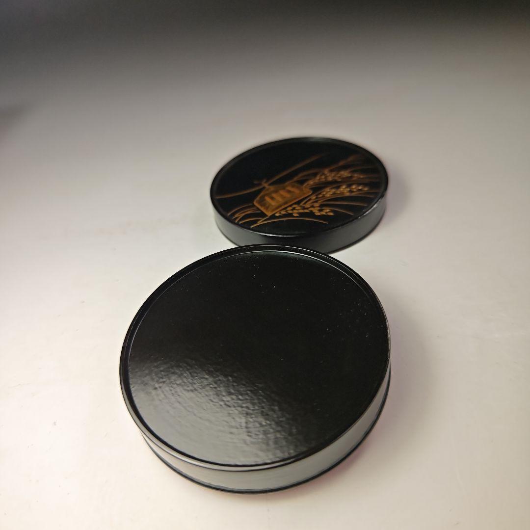 イ728 香合『塗師作』『稲穂蒔絵　丸香合　共箱』漆塗　茶道具