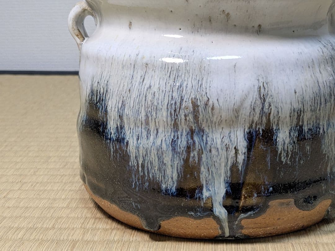 【美品】十四代中里太郎右衛門 中里忠寬 叩き朝鮮唐津水指 唐津焼