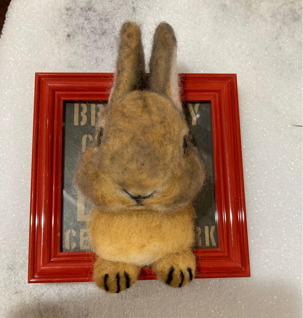 ゆり様　うさぎ羊毛フェルト額縁入り