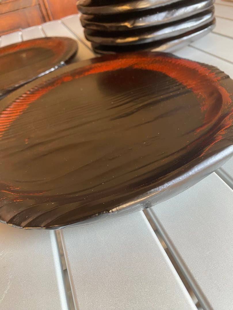 垣内幸彦　康子　銘々皿　漆器　木製皿　和風　伝統工芸　輪島塗　有名作家　中塗漆