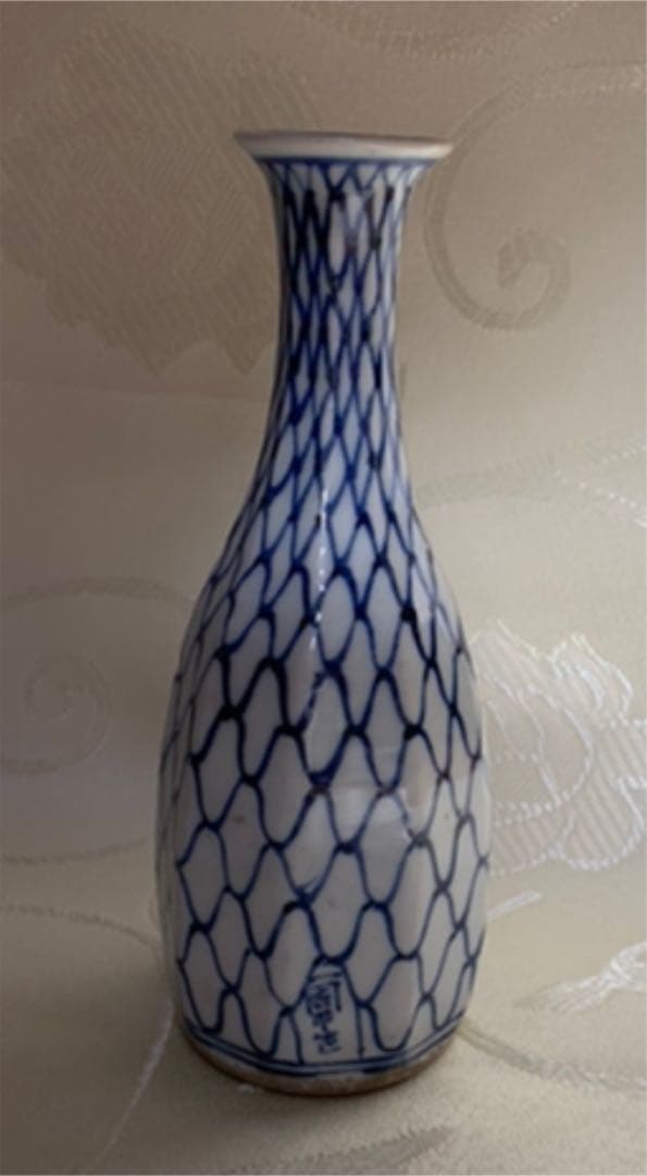 希少　初代　尾形周平　作　面取網目文徳利