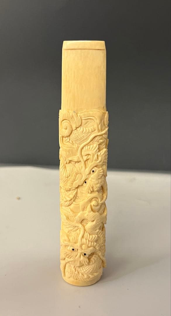 極上 彫刻　龍　パイプ　 H—-004