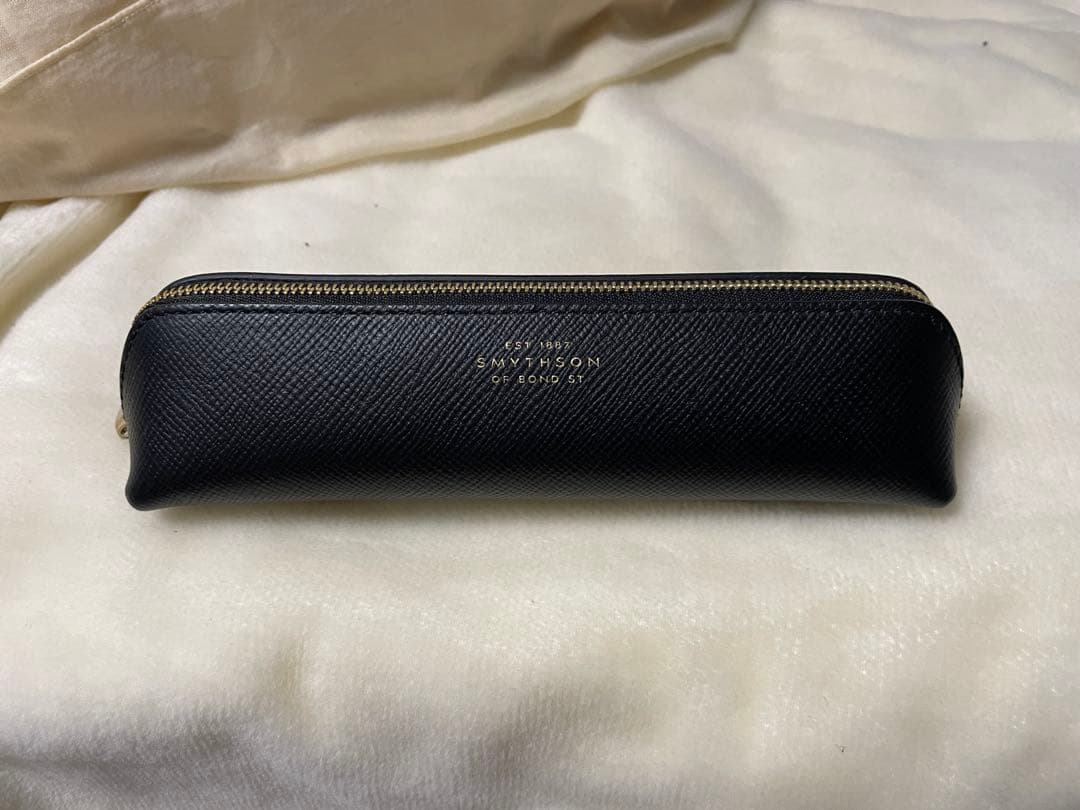 SMYTHSON パナマ　レザーペンケース　ネイビー